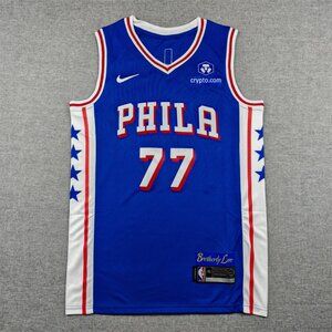 Philadelphia 76ers Edgecombe #77 Basketball Jersey – Blue PHILA NBA Fan Tank